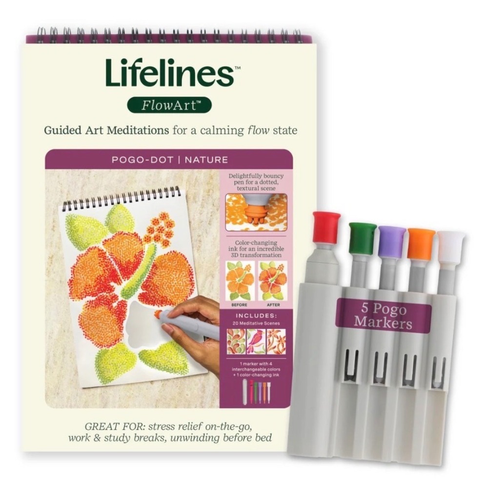 Lifelines FlowArt Pogo-Dot Nature Guided Art Meditation Set Multicolor 20 Scenes
